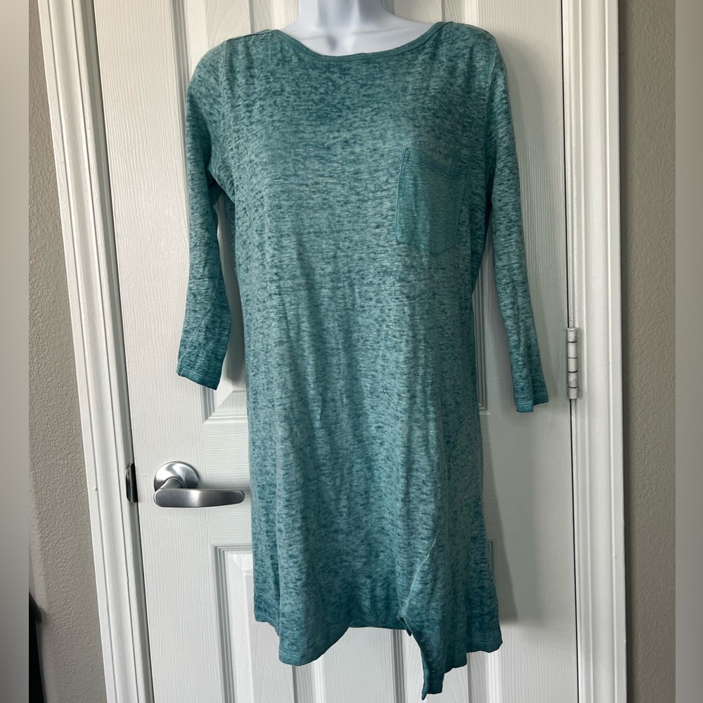 Brochu Walker Shirt Teal Linen Burnout Womans Top